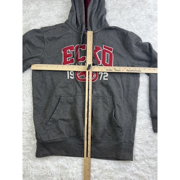 Vintage Y2K Ecko UNLTD Hoodie Mens Size Small Gray/Red Spell Out Rhino Logo 1972 - Picture 8 of 16